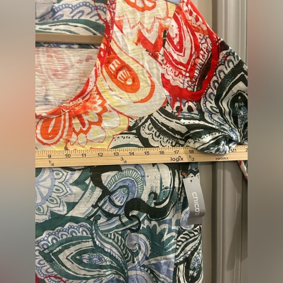 Chico’s 3/4 Sleeve Top 1 Prismatic Multicolor Cotton - Picture 8 of 9